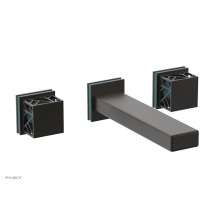 Phylrich 222-12/10BX049 - Oil Rubbed Bronze Jolie Wall Faucet With Rectangular Spout, Square Cutaway Handles, And Turquoise