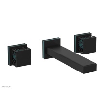 Phylrich 222-12/040X049 - Matte Black Jolie Wall Faucet With Rectangular Spout, Square Cutaway Handles, And Turquoise Accent