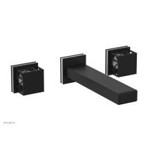 Phylrich 222-57/040X051 - Matte Black Jolie Two Handle Wall Tub Set With Rectangular Spout, Square Cutaway Handles, And Glos