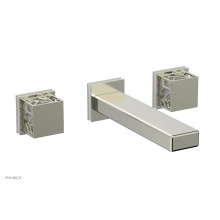 Phylrich 222-57-015X051 - Satin Nickel Jolie Two Handle Wall Tub Set With Rectangular Spout, Square Cutaway Handles, And Glo