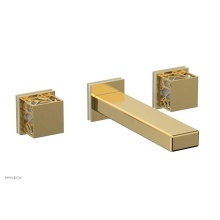 Phylrich 222-57-024X051 - Satin Gold Jolie Two Handle Wall Tub Set With Rectangular Spout, Square Cutaway Handles, And Gloss