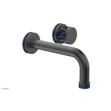 Phylrich 222-15-15GX044 - Gunmetal Gray Jolie Single Handle Wall Faucet With Tubular Spout, Round Cutaway Handles, And Navy