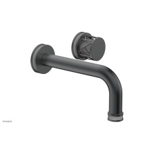 Phylrich 222-15-15GX048 - Gunmetal Gray Jolie Single Handle Wall Faucet With Tubular Spout, Round Cutaway Handles, And Grey