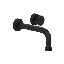 Phylrich 222-15/040X041 - Matte Black Jolie Single Handle Wall Faucet With Tubular Spout, Round Cutaway Handles, And Black A
