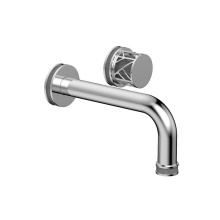 Phylrich 222-15/026X048 - Polished Chrome Jolie Single Handle Wall Faucet With Tubular Spout, Round Cutaway Handles, And Gre