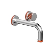 Phylrich 222-15/026X042 - Polished Chrome Jolie Single Handle Wall Faucet With Tubular Spout, Round Cutaway Handles, And Ora