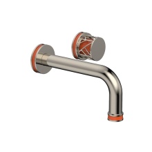 Phylrich 222-15/014X042 - Polished Nickel Jolie Single Handle Wall Faucet With Tubular Spout, Round Cutaway Handles, And Ora
