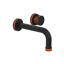 Phylrich 222-15/040X042 - Matte Black Jolie Single Handle Wall Faucet With Tubular Spout, Round Cutaway Handles, And Orange