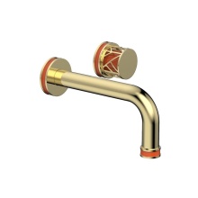 Phylrich 222-15/003X042 - Polished Brass Jolie Single Handle Wall Faucet With Tubular Spout, Round Cutaway Handles, And Oran