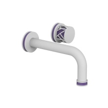 Phylrich 222-15-050X046 - Satin White Jolie Single Handle Wall Faucet With Tubular Spout, Round Cutaway Handles, And Purple