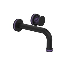 Phylrich 222-15/040X046 - Matte Black Jolie Single Handle Wall Faucet With Tubular Spout, Round Cutaway Handles, And Purple