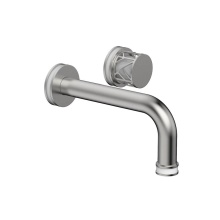 Phylrich 222-15-26DX051 - Satin Chrome Jolie Single Handle Wall Faucet With Tubular Spout, Round Cutaway Handles, And Gloss