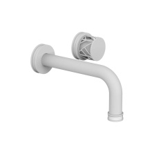 Phylrich 222-15-050X051 - Satin White Jolie Single Handle Wall Faucet With Tubular Spout, Round Cutaway Handles, And Gloss W