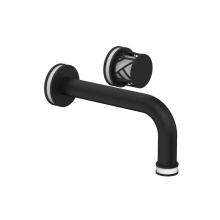 Phylrich 222-15-040X051 - Matte Black Jolie Single Handle Wall Faucet With Tubular Spout, Round Cutaway Handles, And Gloss W