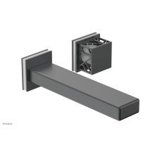 Phylrich 222-16-15GX051 - Gunmetal Gray Jolie Single Handle Wall Faucet With Rectangular Spout, Square Cutaway Handles, And
