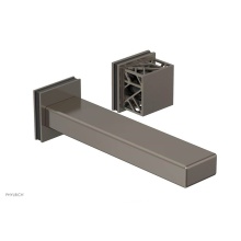 Phylrich 222-16/15AX041 - Pewter Jolie Single Handle Wall Faucet With Rectangular Spout, Square Cutaway Handles, And Black A