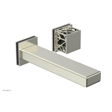 Phylrich 222-16/015X041 - Satin Nickel Jolie Single Handle Wall Faucet With Rectangular Spout, Square Cutaway Handles, And B