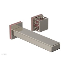 Phylrich 222-16/014X045 - Polished Nickel Jolie Single Handle Wall Faucet With Rectangular Spout, Square Cutaway Handles, An