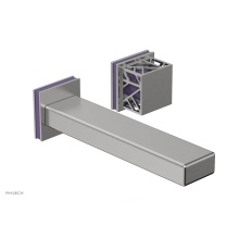 Phylrich 222-16/26DX046 - Satin Chrome Jolie Single Handle Wall Faucet With Rectangular Spout, Square Cutaway Handles, And P