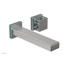 Phylrich 222-16/26DX049 - Satin Chrome Jolie Single Handle Wall Faucet With Rectangular Spout, Square Cutaway Handles, And T