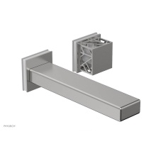 Phylrich 222-16-26DX051 - Satin Chrome Jolie Single Handle Wall Faucet With Rectangular Spout, Square Cutaway Handles, And G