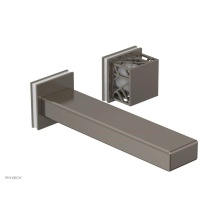 Phylrich 222-16-15AX051 - Pewter Jolie Single Handle Wall Faucet With Rectangular Spout, Square Cutaway Handles, And Gloss W