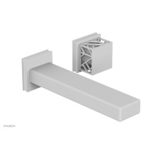 Phylrich 222-16-050X051 - Satin White Jolie Single Handle Wall Faucet With Rectangular Spout, Square Cutaway Handles, And Gl