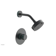 Phylrich 222-21-15GX049 - Gunmetal Gray Jolie Pressure Balance Shower Set With Round Trim, Round Cutaway Handle, And Turquoi