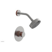 Phylrich 222-21/26DX042 - Satin Chrome Jolie Pressure Balance Shower Set With Round Trim, Round Cutaway Handle, And Orange A