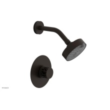 Phylrich 222-21/11BX041 - Antique Bronze Jolie Pressure Balance Shower Set With Round Trim, Round Cutaway Handle, And Black