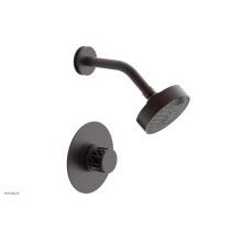 Phylrich 222-21-05WX041 - Weathered Copper Jolie Pressure Balance Shower Set With Round Trim, Round Cutaway Handle, And Blac