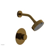 Phylrich 222-21-002X041 - French Brass (Living Finish) Jolie Pressure Balance Shower Set With Round Trim, Round Cutaway Hand