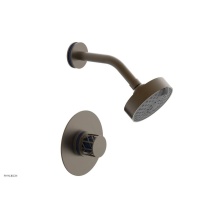 Phylrich 222-21-OEBX044 - Old English Brass Jolie Pressure Balance Shower Set With Round Trim, Round Cutaway Handle, And Nav