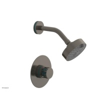 Phylrich 222-21/15AX049 - Pewter Jolie Pressure Balance Shower Set With Round Trim, Round Cutaway Handle, And Turquoise Acce