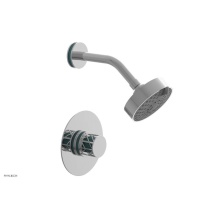 Phylrich 222-21/026X049 - Polished Chrome Jolie Pressure Balance Shower Set With Round Trim, Round Cutaway Handle, And Turqu
