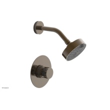 Phylrich 222-21-047X048 - Antique Brass Jolie Pressure Balance Shower Set With Round Trim, Round Cutaway Handle, And Grey Ac