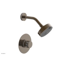 Phylrich 222-21-047X051 - Antique Brass Jolie Pressure Balance Shower Set With Round Trim, Round Cutaway Handle, And Gloss W
