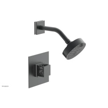 Phylrich 222-22-15GX051 - Gunmetal Gray Jolie Pressure Balance Shower Set With Square Trim, Square Cutaway Handle, And Gloss