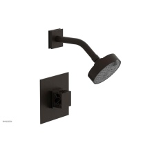 Phylrich 222-22/11BX041 - Antique Bronze Jolie Pressure Balance Shower Set With Square Trim, Square Cutaway Handle, And Blac