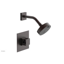 Phylrich 222-22-05WX041 - Weathered Copper Jolie Pressure Balance Shower Set With Square Trim, Square Cutaway Handle, And Bl