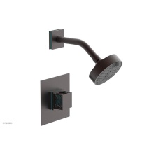 Phylrich 222-22-05WX049 - Weathered Copper Jolie Pressure Balance Shower Set With Square Trim, Square Cutaway Handle, And Tu