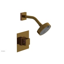 Phylrich 222-22-002X045 - French Brass (Living Finish) Jolie Pressure Balance Shower Set With Square Trim, Square Cutaway Ha