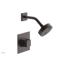 Phylrich 222-22-05WX048 - Weathered Copper Jolie Pressure Balance Shower Set With Square Trim, Square Cutaway Handle, And Gr