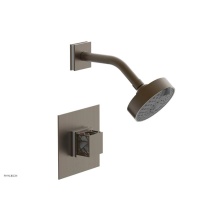 Phylrich 222-22-OEBX051 - Old English Brass Jolie Pressure Balance Shower Set With Square Trim, Square Cutaway Handle, And G