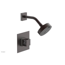 Phylrich 222-22-05WX051 - Weathered Copper Jolie Pressure Balance Shower Set With Square Trim, Square Cutaway Handle, And Gl