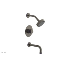 Phylrich 222-26/15AX046 - Pewter Jolie Pressure Balance Tub & Shower Set With Round Trim, Tubular Tub Spout, Round Cutaw