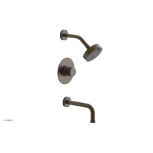 Phylrich 222-26-OEBX046 - Old English Brass Jolie Pressure Balance Tub & Shower Set With Round Trim, Tubular Tub Spout,