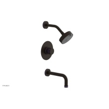 Phylrich 222-26/11BX046 - Antique Bronze Jolie Pressure Balance Tub & Shower Set With Round Trim, Tubular Tub Spout, Rou