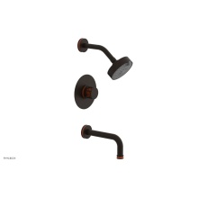 Phylrich 222-26/11BX042 - Antique Bronze Jolie Pressure Balance Tub & Shower Set With Round Trim, Tubular Tub Spout, Rou