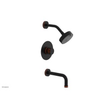 Phylrich 222-26/040X042 - Matte Black Jolie Pressure Balance Tub & Shower Set With Round Trim, Tubular Tub Spout, Round